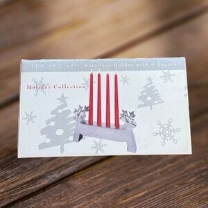 Christmas Reindeer Candle Holder W/ 4 Tapers Holiday Collection, Sears New